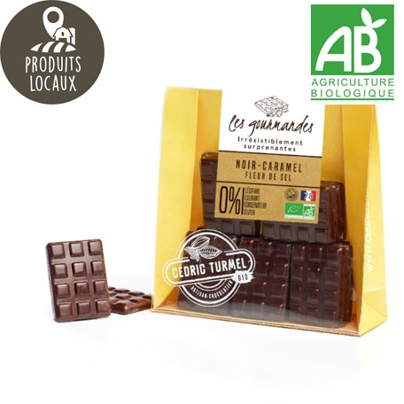 Mini tablettes gourmandes chocolat noir au caramel fleur de sel