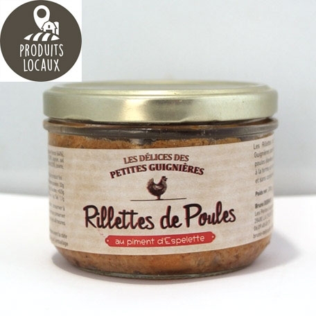 Rillettes de poules au piment d'espelette (200g)