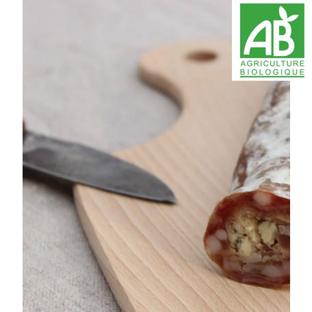 Saucisson sec de porc au bleu d'auvergne BIO